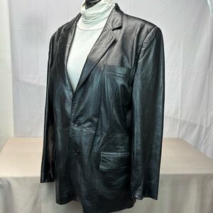Vintage 90's  Mens Saddlery Black Leather jacket Size 46